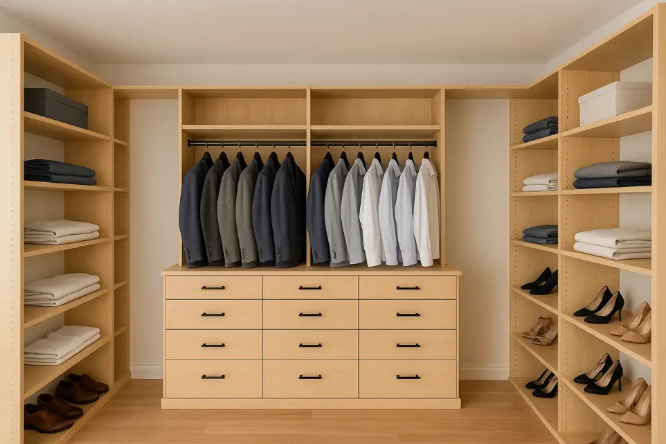 white oak modern closet