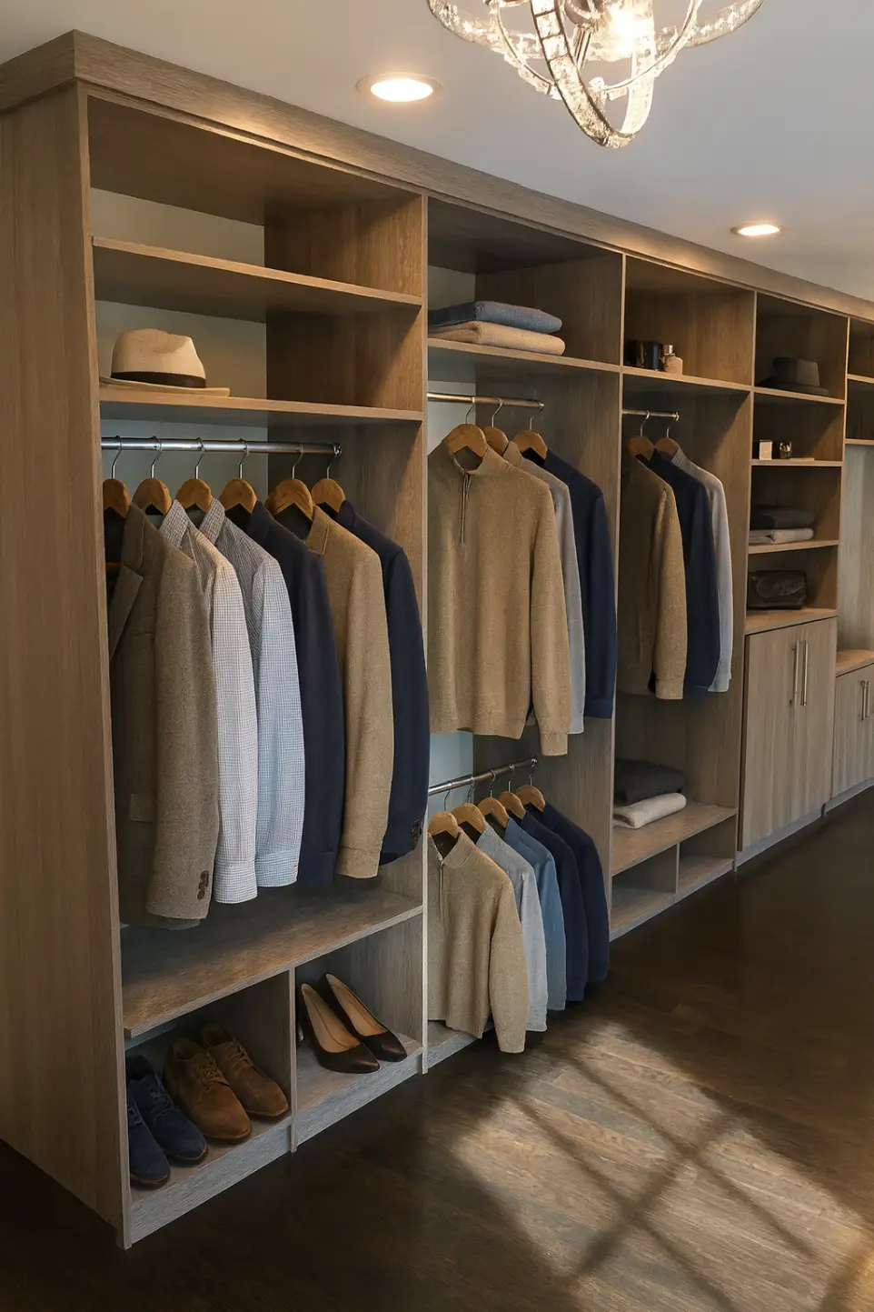 reach-in closet organized