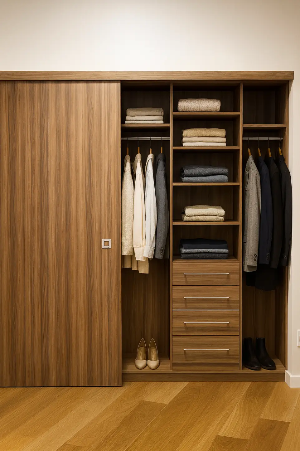 reach-in closet with sliding doors