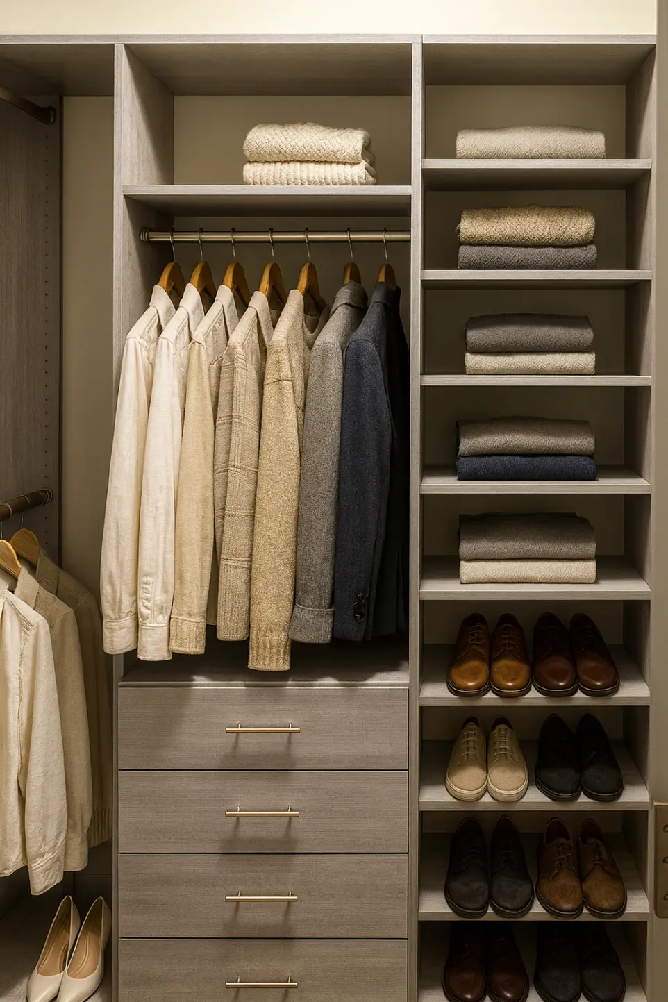 reach-in closet organized