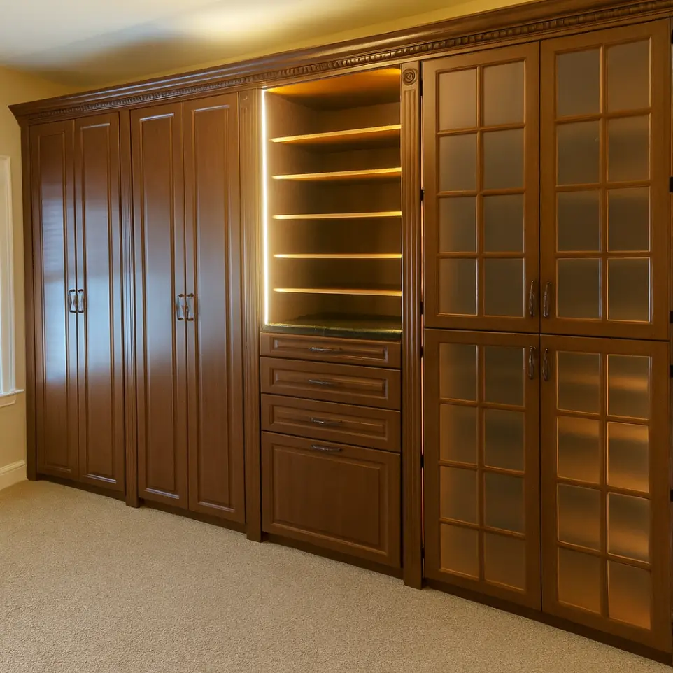 stained wood wardrobe