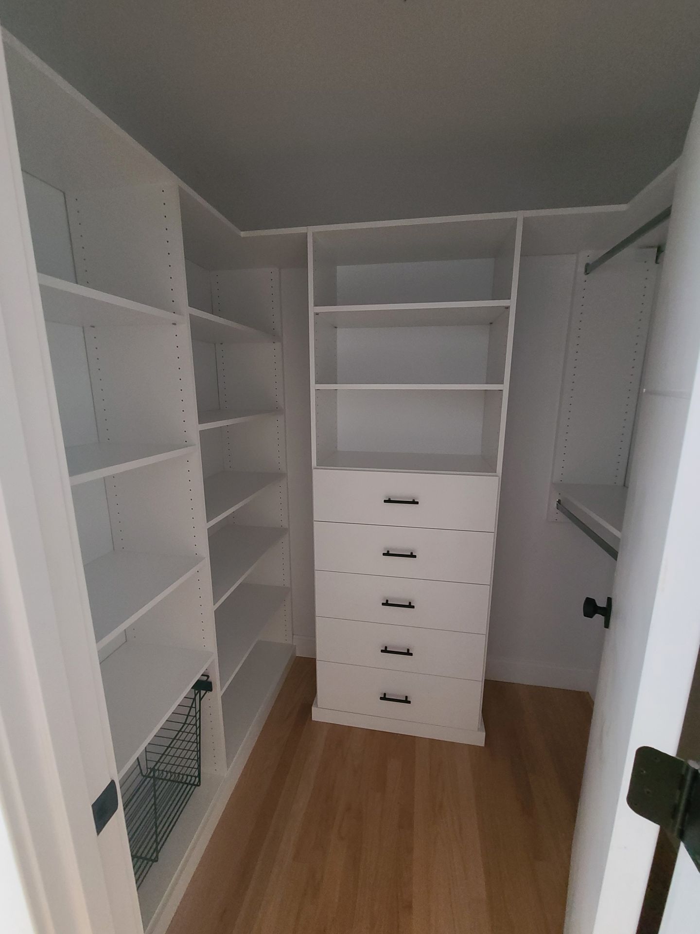 white walk-in closet system