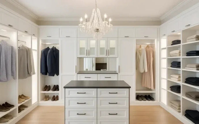 walk-in closet with island