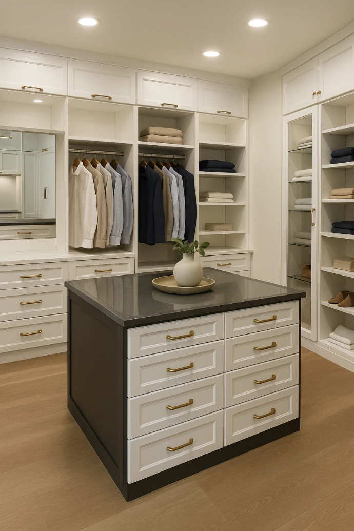 walk-in closet with island