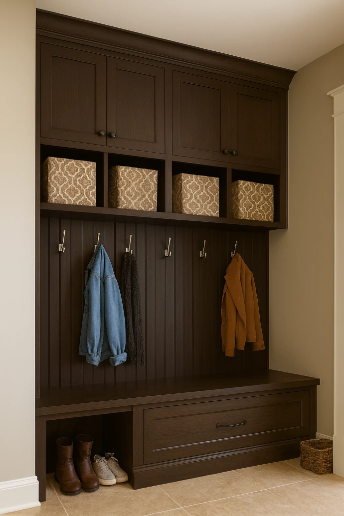 mudroom with a dark wood look