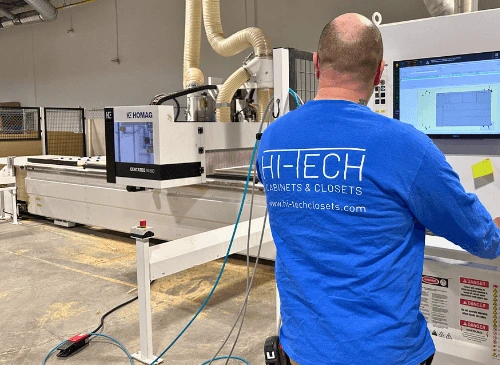 hi-tech employee manufacturing a closet